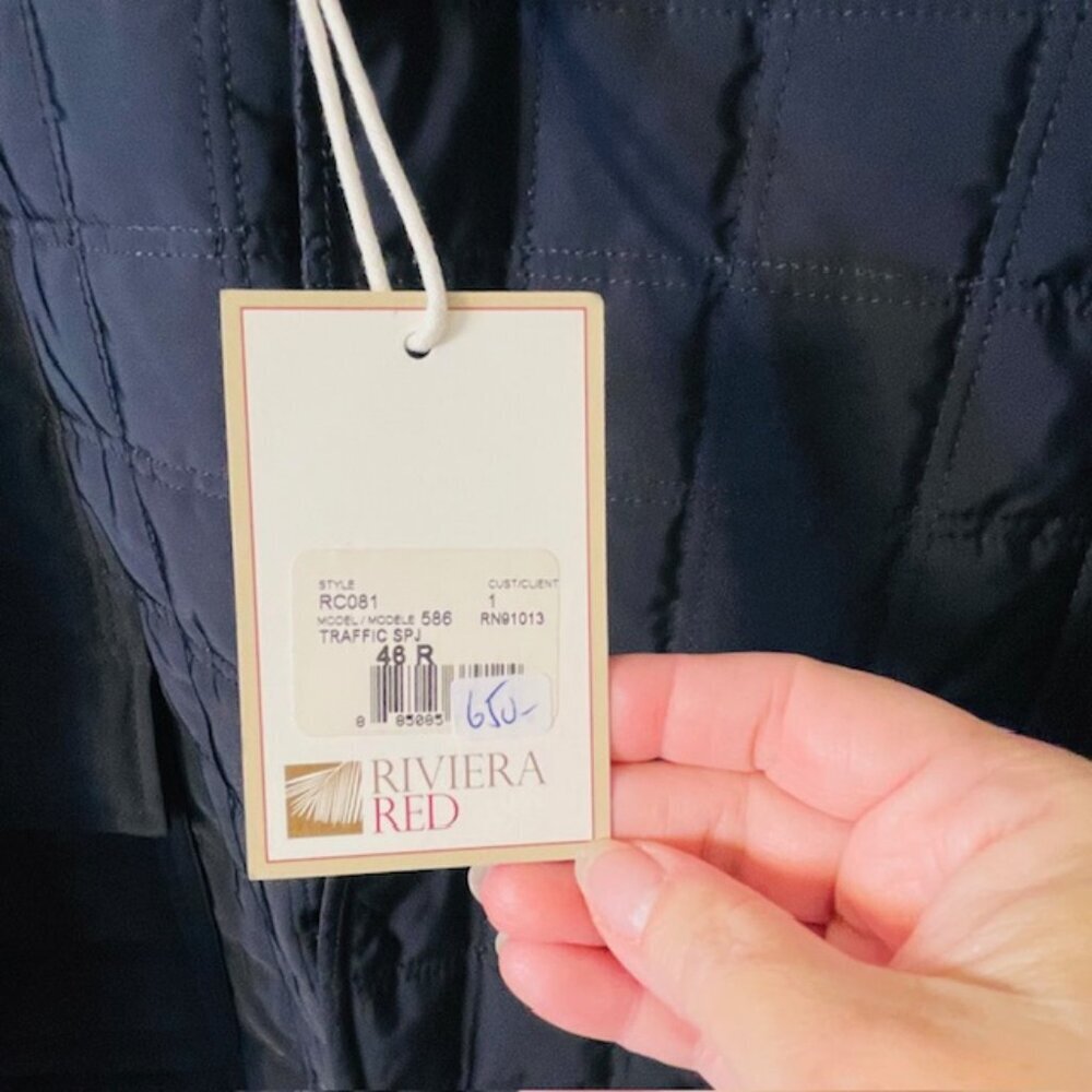 Riviera Red Quilted Jacket Water Repellent Elbow Patches Sueded Collar NWT 46R - Picture 6 of 11